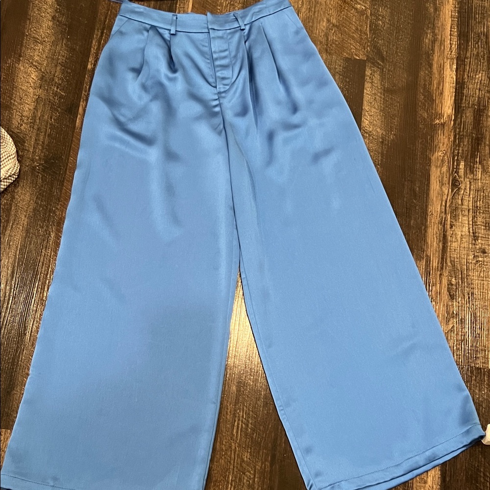 New Vibrant Blue Wide-Leg Pants